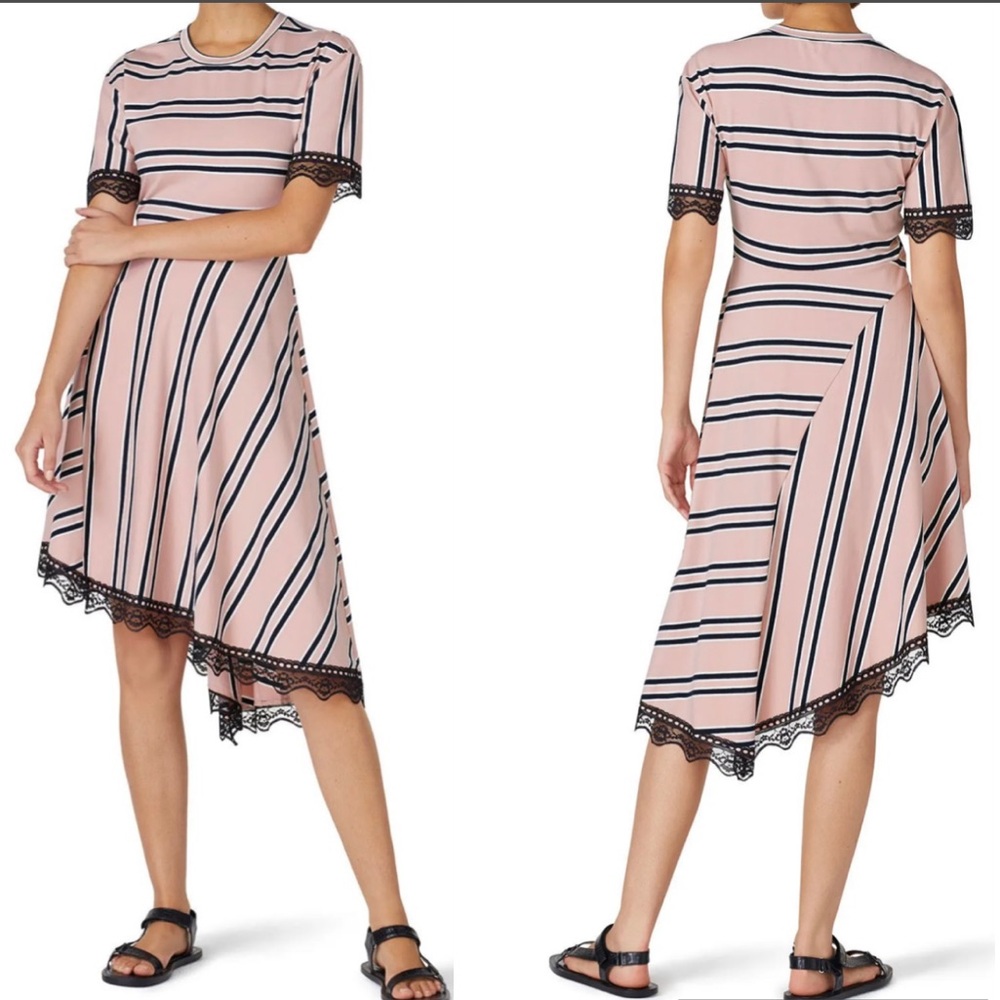 New Koché Collective Striped Asymmetry Lace Dress